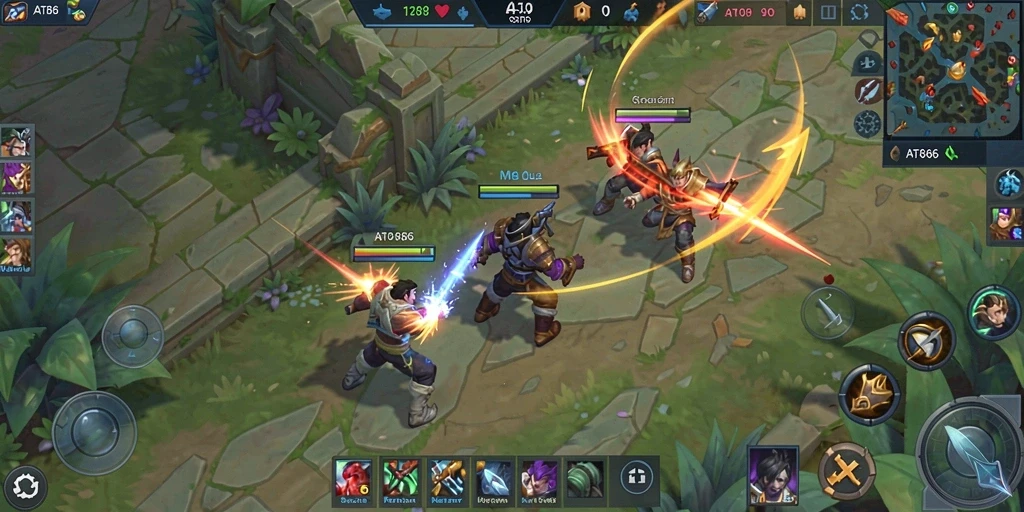 Tampilan gameplay seru dan dinamis dalam AT866 MOBA.