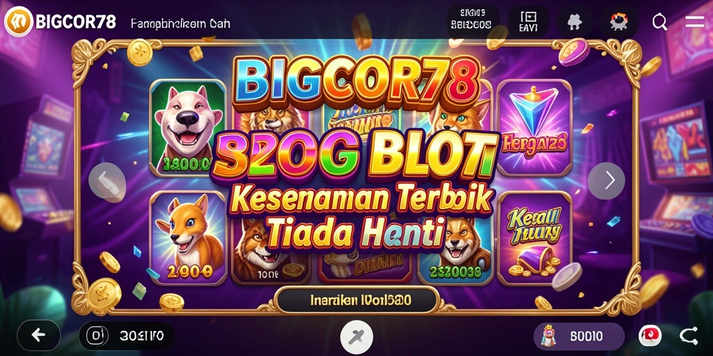 Tampilan gameplay menarik dari BIGCOR78 dengan berbagai simbol slot.