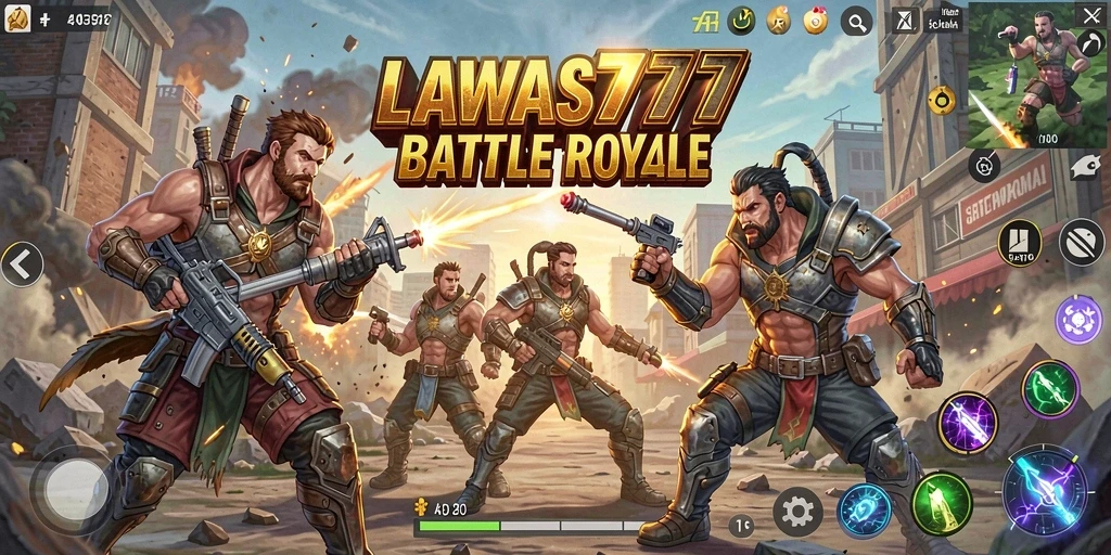 Tampilan seru dari gameplay LAWAS777 di arena Battle Royale.