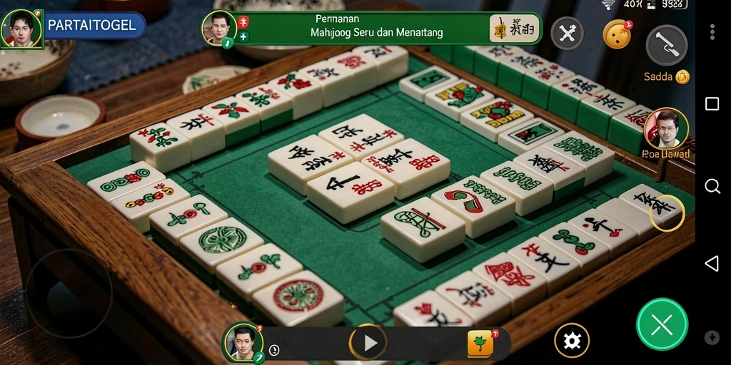Tampilan gameplay menarik dari PARTAITOGEL yang menampilkan suasana Mahjong.