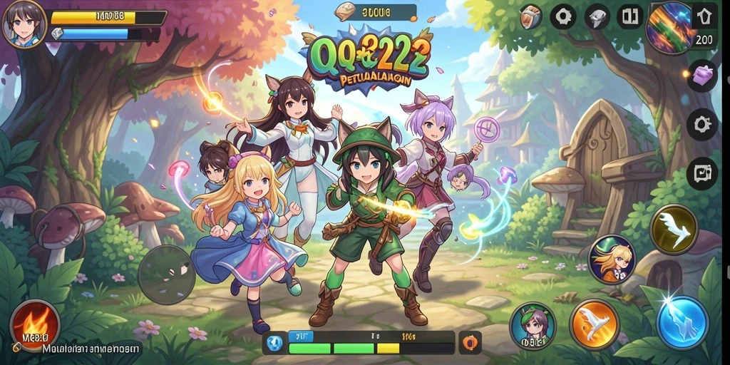 Screenshot menunjukkan karakter Anime dalam aksi petualangan yang seru.