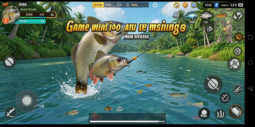 Screenshot gameplay menunjukkan momen menegangkan saat menangkap ikan besar.