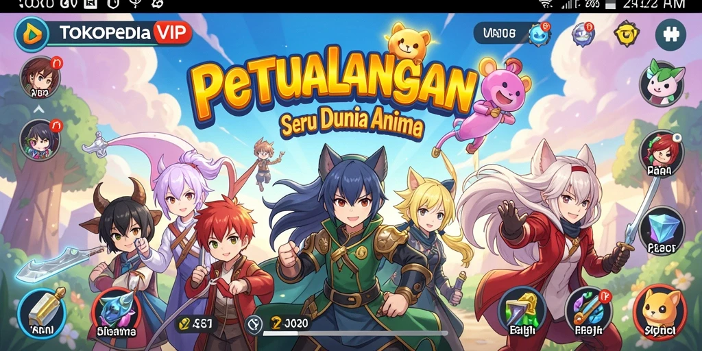 Tampilan gameplay menarik dari TOKOPEDIAVIP dengan karakter Anime yang dinamis.